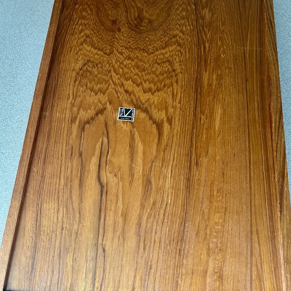 Vintage Rectangular Teak Serving Tray With Handles - Picture 2 of 5